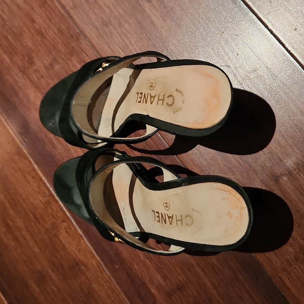 Chanel Black Suede Sandals Slides Mules Shoes 36 - Picture 2 of 8